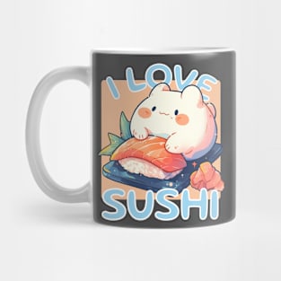 Bunny Sushi Lover - Cute Animal Eating Japanese Food Mug